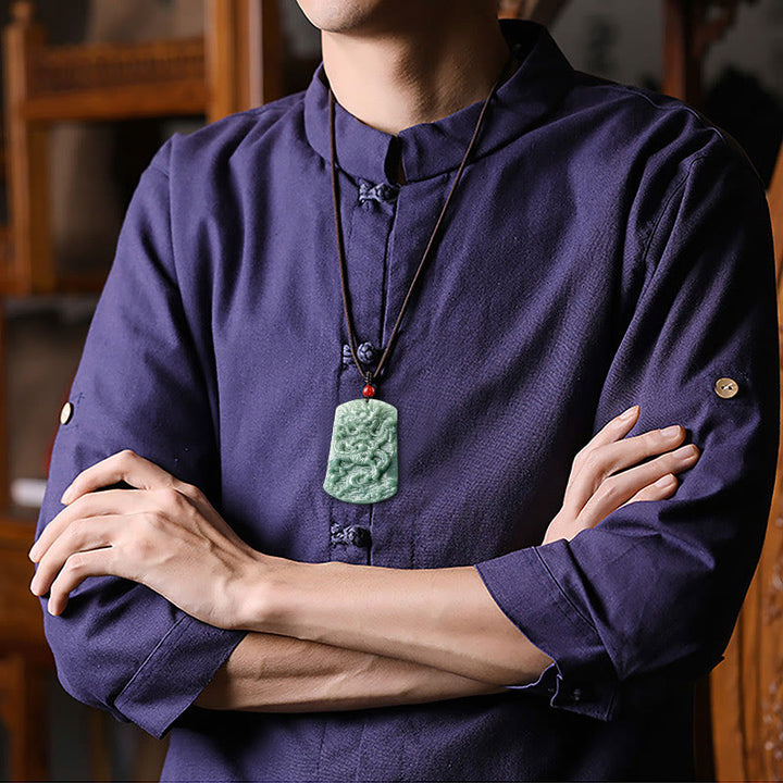 Buddha Stones天然翡翠 中国十二支 龍 海 幸運 紐 ネックレス ペンダント - image 4