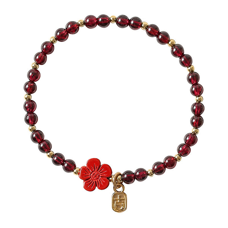 Buddha Stones14Kゴールド 天然ガーネット 辰砂 フラワー カームブレスレット - image 11