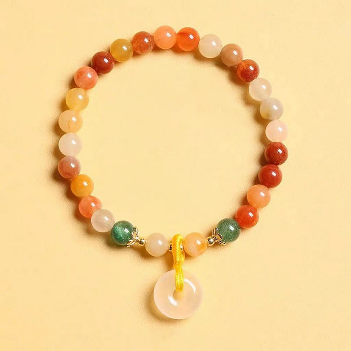 Buddha Stones14K ゴールドメッキ カラフル ゴールデン シルク 翡翠 平和バックル 富のブレスレット