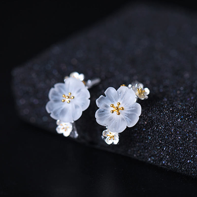 Buddha Stones925スターリングシルバー 梅の花 フローラルブレッシングイヤリング