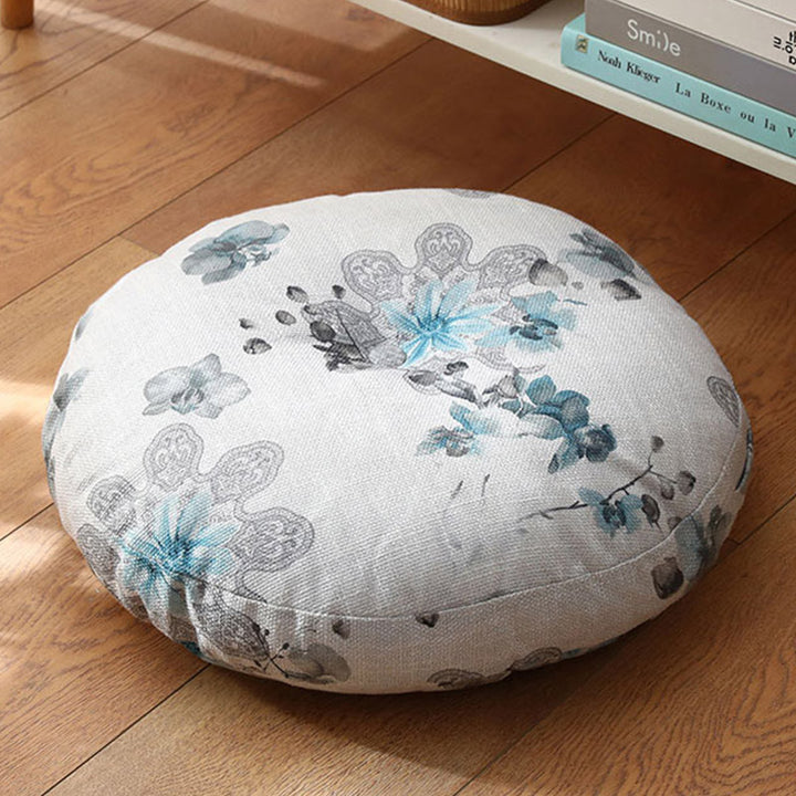Buddha Stones 蓮のシンプルな模様のリネン製瞑想用座布団 ホームリビングルーム装飾 - 取り外し可能 - 約40cm×10cm（多少の誤差が生じる場合があります） - アリスブルー - image 18