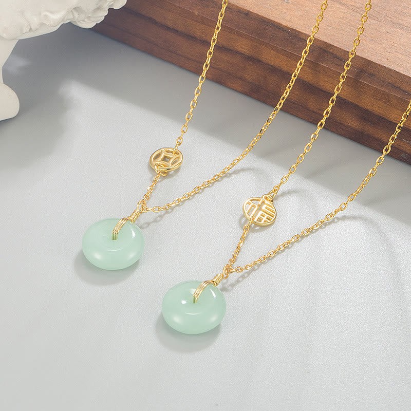Buddha Stones翡翠フーキャラクター銅貨平和バックル豊穣ネックレスペンダント