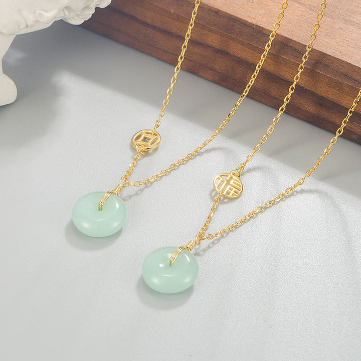 Buddha Stones翡翠フーキャラクター銅貨平和バックル豊穣ネックレスペンダント