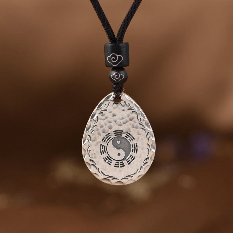 Buddha Stonesヴィンテージ 999 スターリングシルバー 陰陽 八卦 ウォータードロップデザイン バランス ハーモニー ネックレス ペンダント - 999スターリングシルバー - image 1