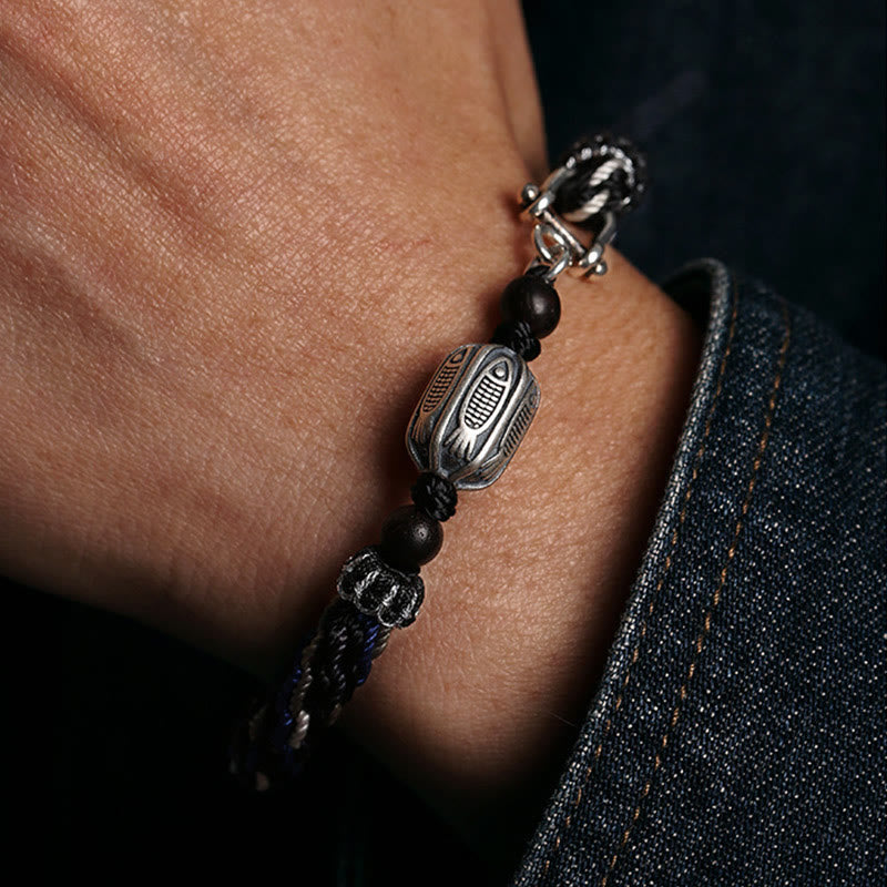 Buddha Stones925 スターリングシルバー 鯉 富 輪廻 ノット 編み紐 ブレスレット
