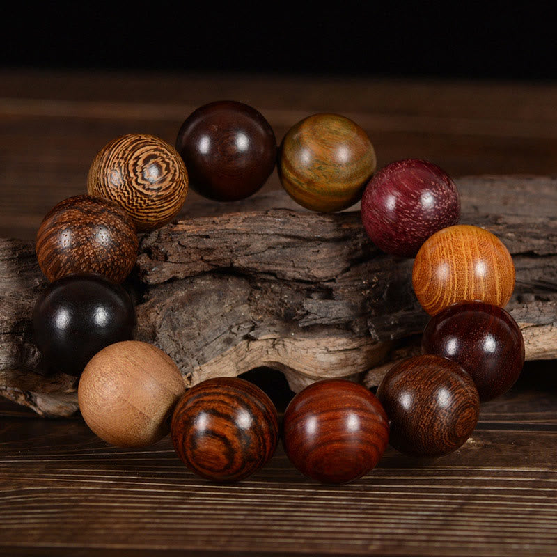 Buddha Stonesマルチカラー サンダルウッド 保護 ヒーリング ブレスレット