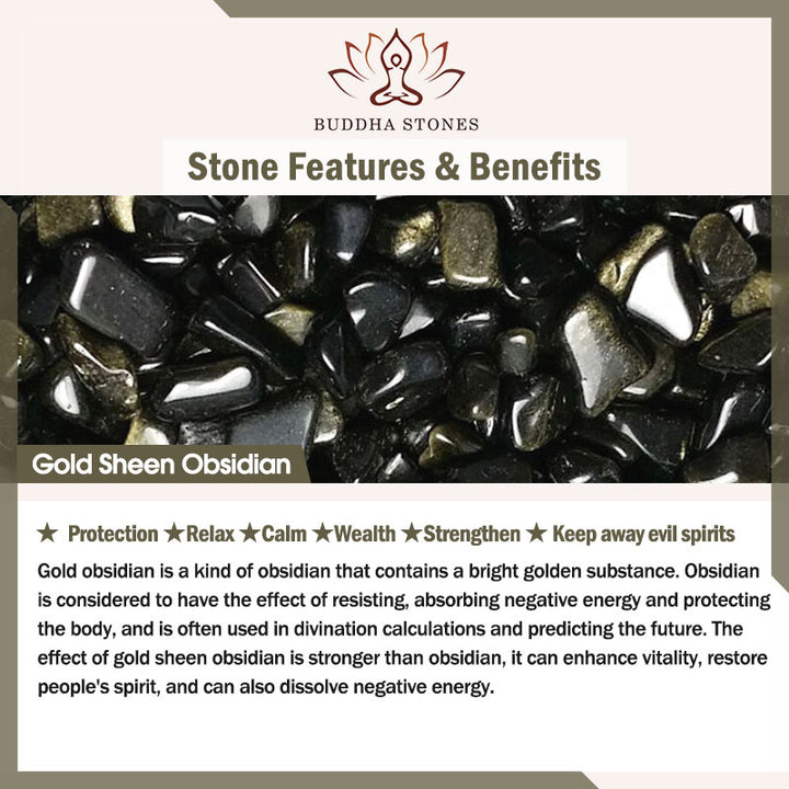Buddha Stones天然銀光沢黒曜石 金光沢黒曜石 かわいい猫の足爪保護ロープブレスレット - image 12