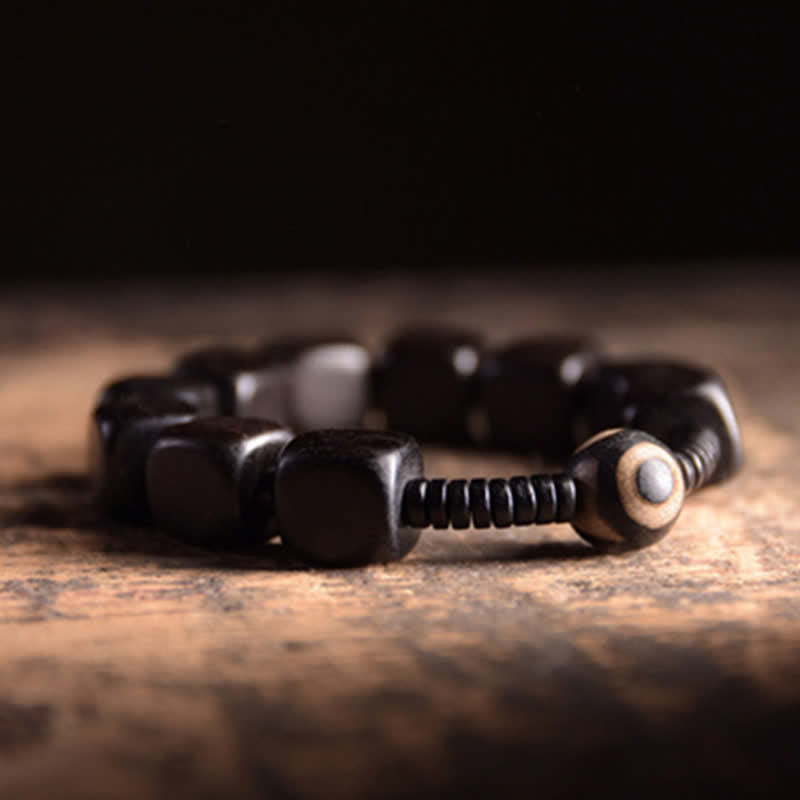 Buddha Stonesチベット黒檀Dziビーズ強度ブレスレット