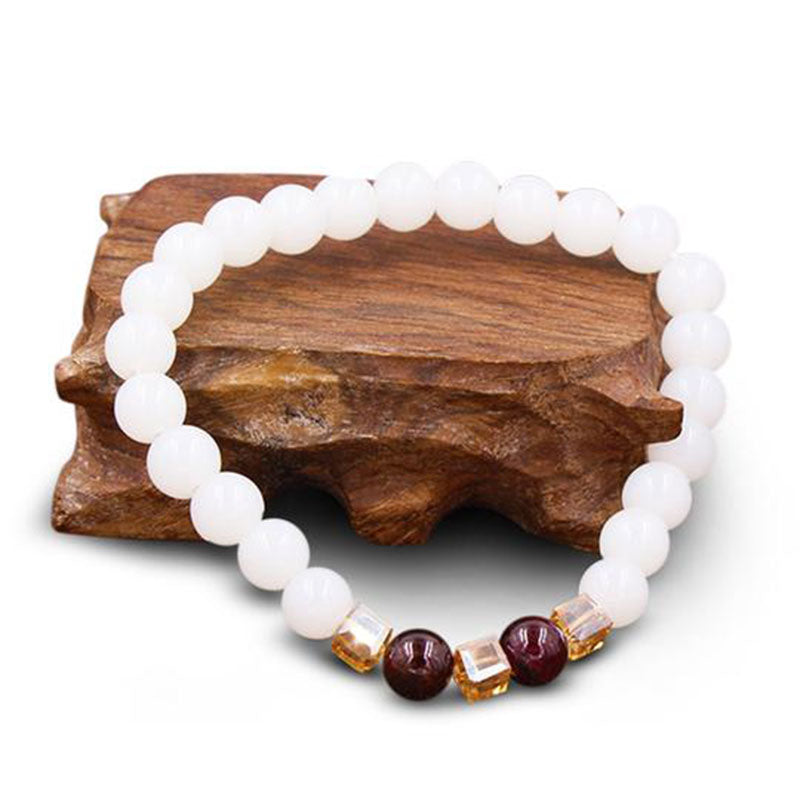 Buddha Stones天然白翡翠守護ブレスレット