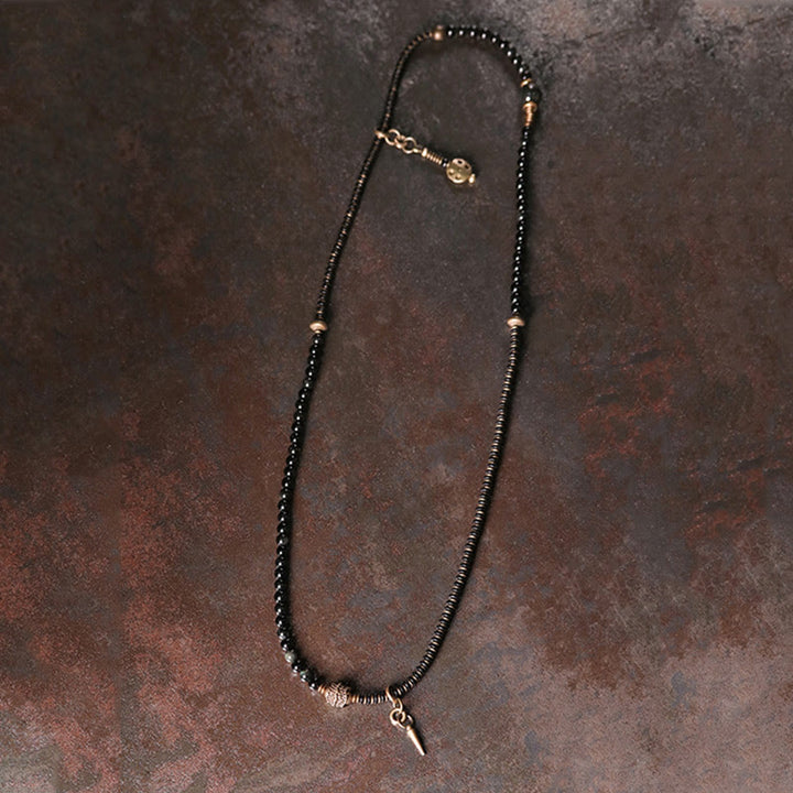 Buddha Stonesレインボーオブシディアン 黒檀 木 銅 ポジティブ マルチレイヤーブレスレット