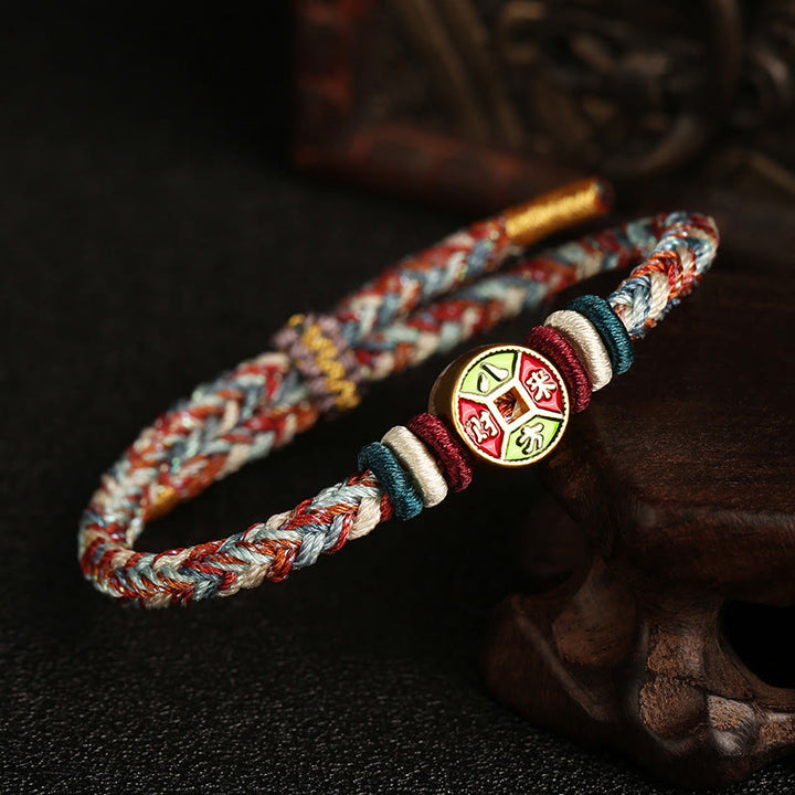 ❗❗❗フラッシュセール -Buddha Stones、カラフルなロープ、あらゆる方向から富がやってくる、手作りの8本糸平和結びの幸運ブレスレット