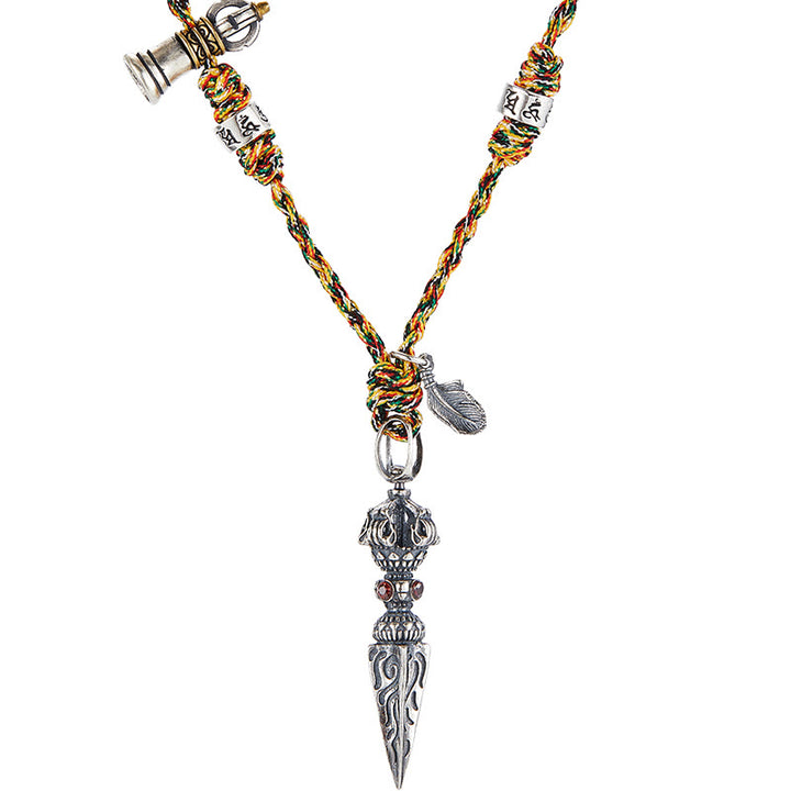 Buddha Stonesチベット ハンドメイド 925 スターリングシルバー ドルジェ ヴァジュラオーム・マニ・パドメ・フムフェザー ストレングス ネックレス ペンダント - image 13