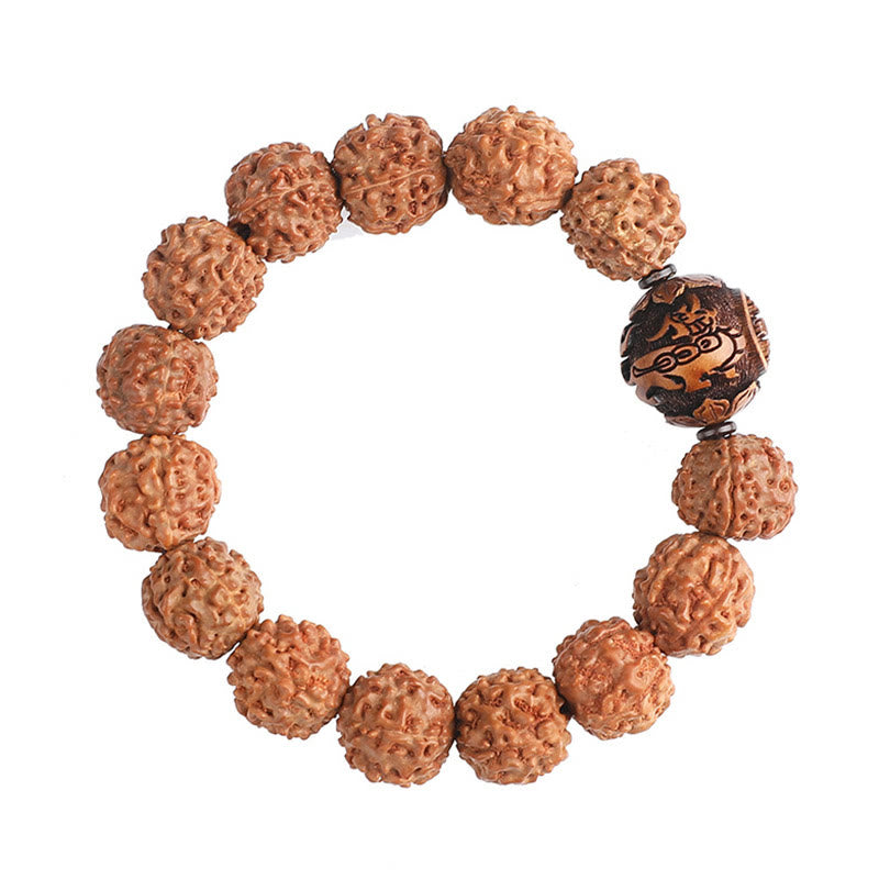 Buddha Stonesチベット ルドラークシャ 菩提樹 貔貅 銅貨 富と幸運ブレスレット