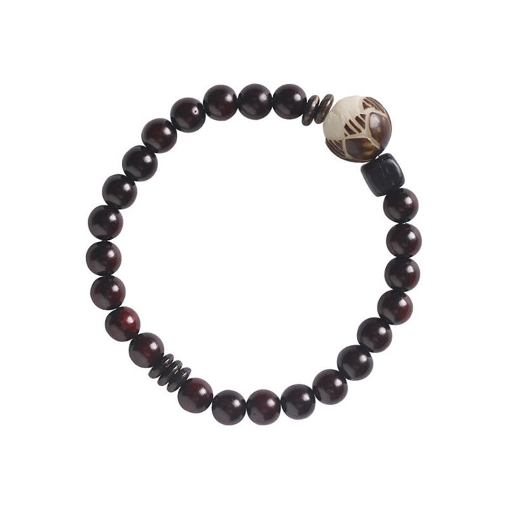 Buddha Stones小葉紫檀菩提樹 彫刻護身ダブルラップブレスレット