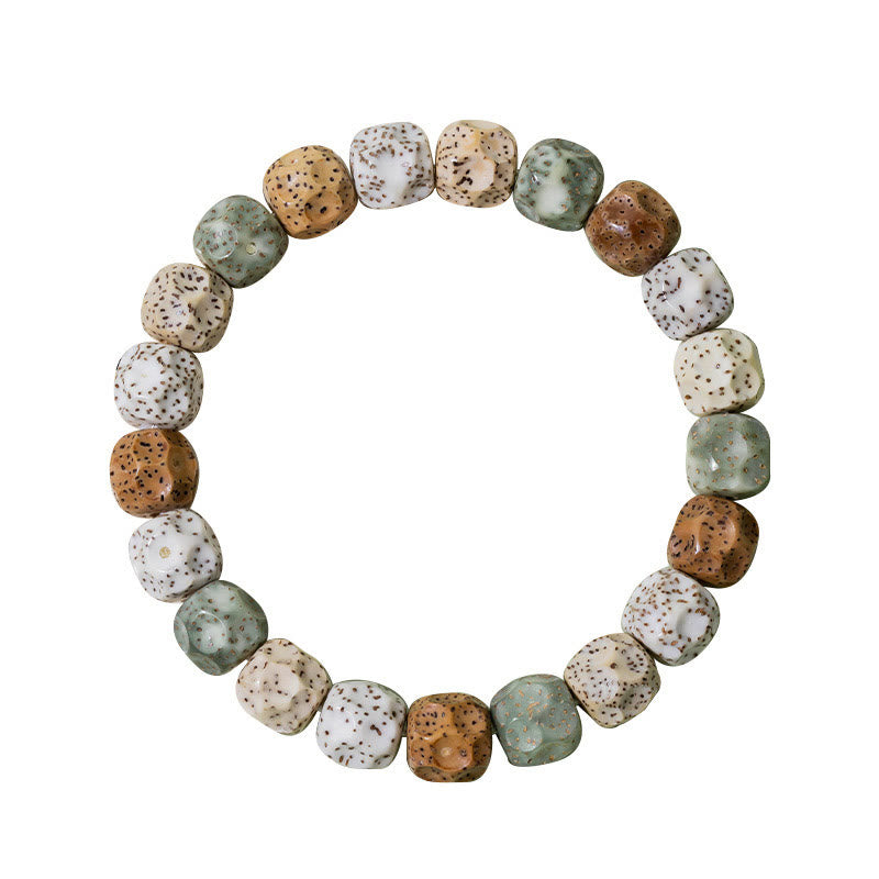 Buddha Stones天然 カラフル 菩提樹 縁起 富のブレスレット