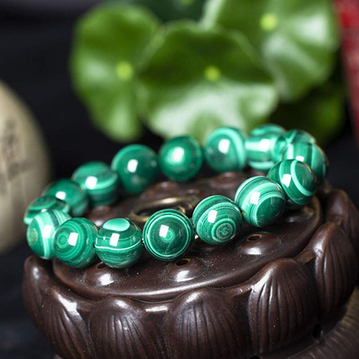 Buddha Stones天然マラカイト 保護 静寂 ブレスレット