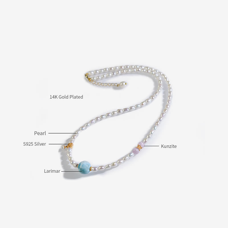 Buddha Stones925スターリングシルバー 天然パール ラリマー シンセリティネックレスペンダント