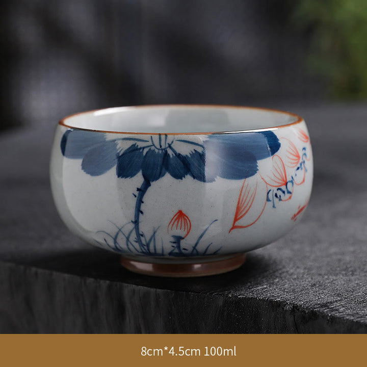 Buddha Stones、蓮の花の葉、竹製陶器のティーカップ、カンフーティーカップ