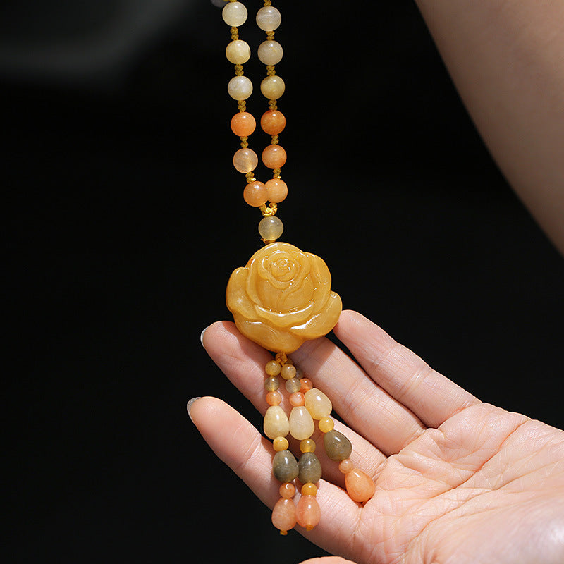 Buddha Stonesチベット黄金シルク翡翠富のペンダントネックレス