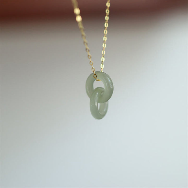 Buddha Stones 925スターリングシルバー 天然ダブルピースバックル ヘタン翡翠 幸運のネックレスペンダント