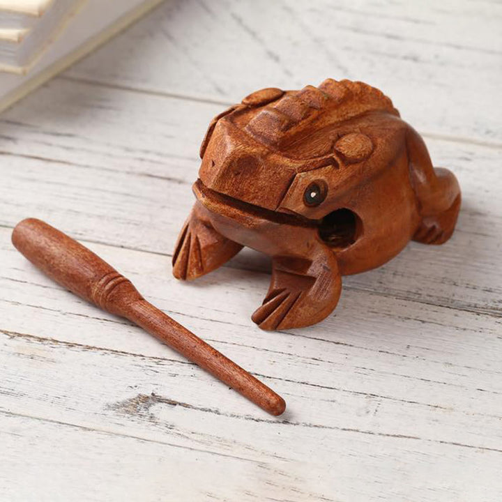 Buddha Stones手作り 風水 富運 カエル ミニ木製 鳴き声 カエル ギロ 装飾