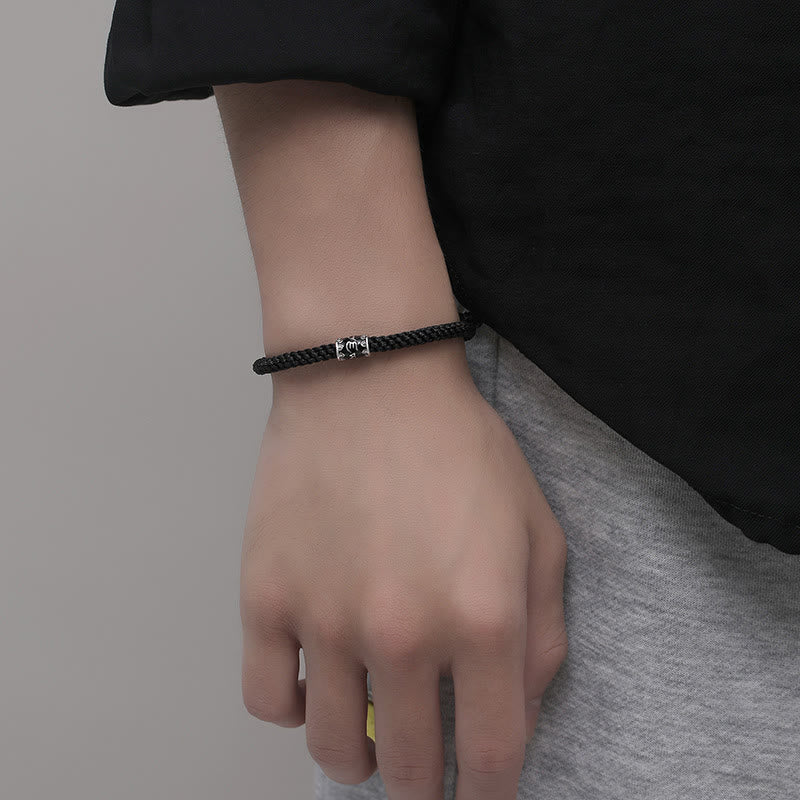 Buddha Stones925スターリングシルバーオーム・マニ・パドメ・フムフム ピース編みブレスレット