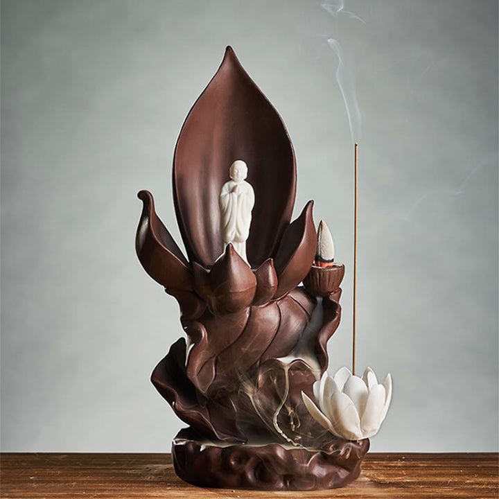 Buddha Stones蓮仏 観音菩薩 悟り 紫粘土 香炉 装飾