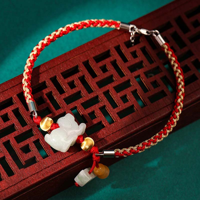 Buddha Stones中国の十二支翡翠 繁栄の赤紐のブレスレット アンクレット - 犬（ブレスレット/アンクレットサイズ19.5+4cm） - image 14