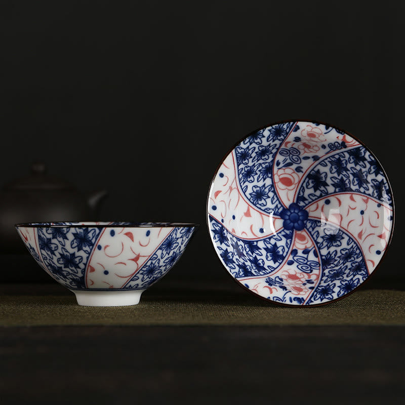 Buddha Stones、花、フーキャラクター、山、蓮、桜、陶器のティーカップ、カンフーティーカップ