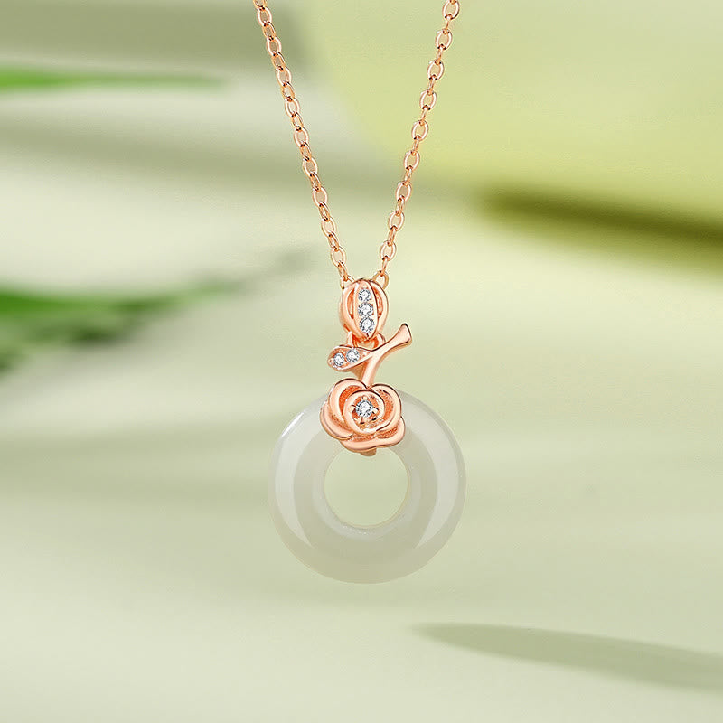 Buddha Stones925 スターリングシルバー イチョウの葉 蝶 ローズ カルセドニー 和田翡翠 平和バックル フーキャラクター ハーモニー ネックレス ペンダント