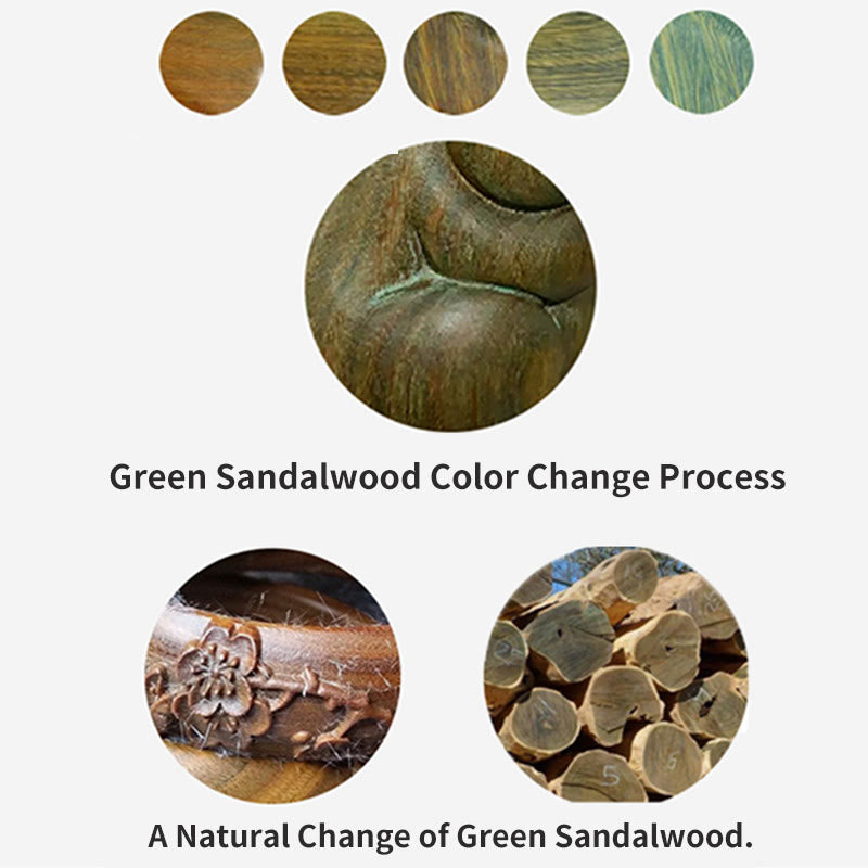 Buddha Stones小さなミニグリーンサンダルウッド ラッキーキャット彫刻 癒しの装飾品 - image 7