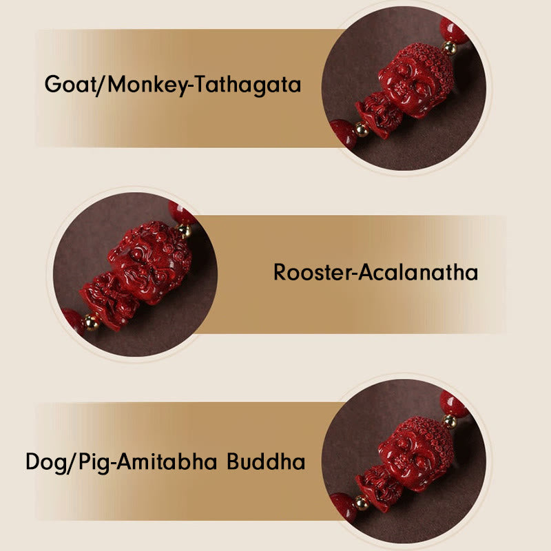 Buddha Stones十二支誕生仏辰砂 お守り 祝福 紐 ブレスレット