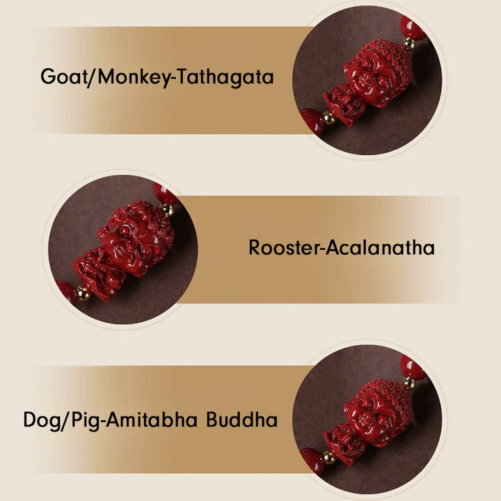 Buddha Stones十二支誕生仏辰砂 お守り 祝福 紐 ブレスレット