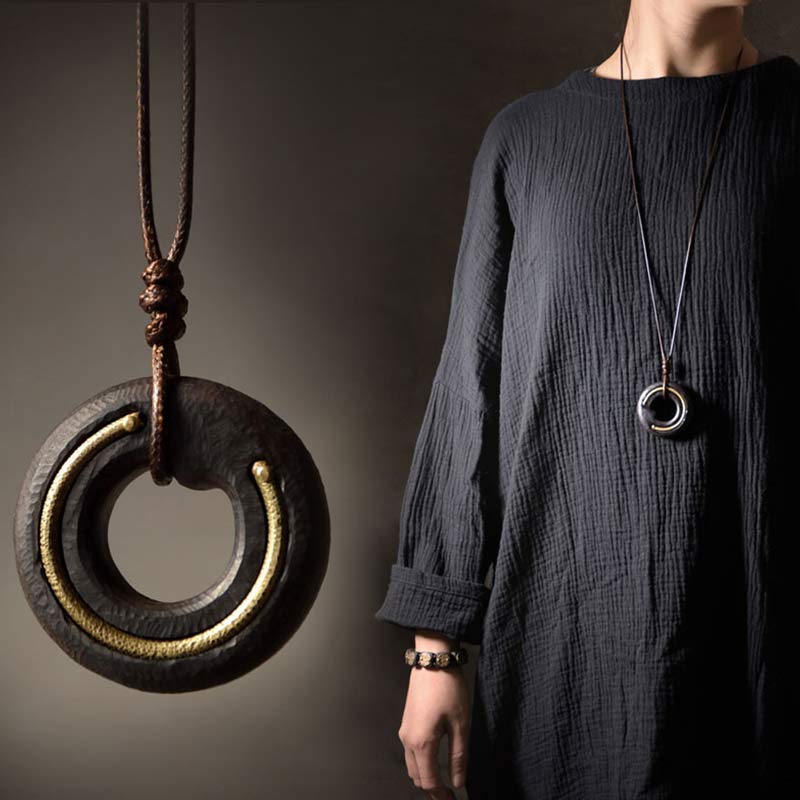 Buddha Stones禅サークル 黒檀 平和 穏やか ネックレス ペンダント