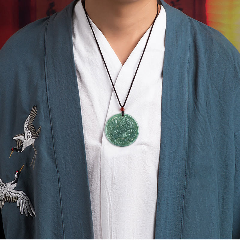 Buddha Stones天然翡翠キリンの豊穣の紐ネックレスペンダント