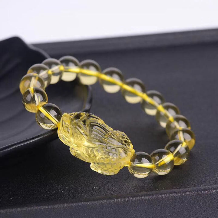 天然シトリン Pi Xiu ストレッチブレスレット