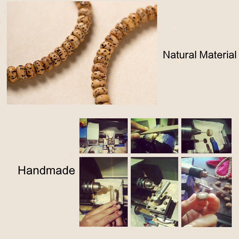 Buddha Stones菩提樹の小さな葉の紫檀の知恵のブレスレット