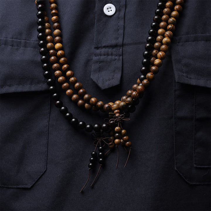 Buddha Stones108 個入りマーラー数珠ビーズ ブレスレット 祈り 瞑想 白檀 弾性 - image 4