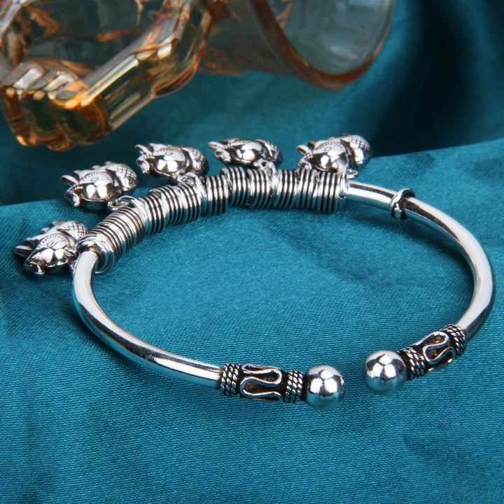 Buddha Stones925スターリングシルバー エレファント強さブレスレットバングル