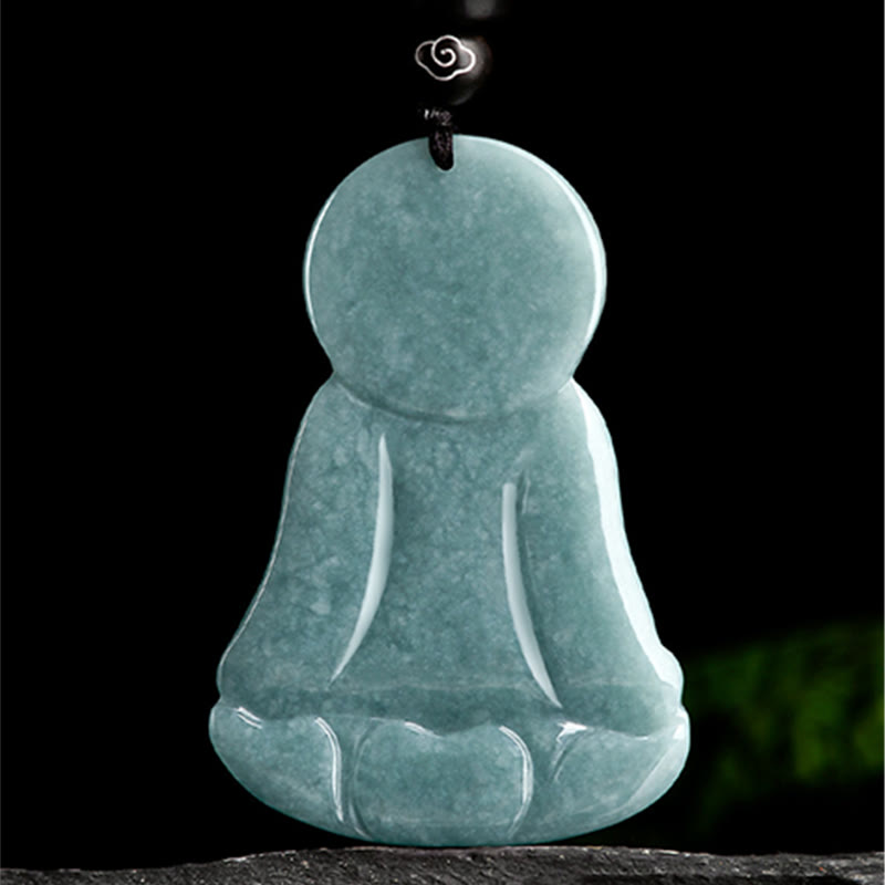 Buddha Stones阿弥陀仏 天然翡翠 蓮華 お守り 慈悲の紐 ネックレス ペンダント - image 6