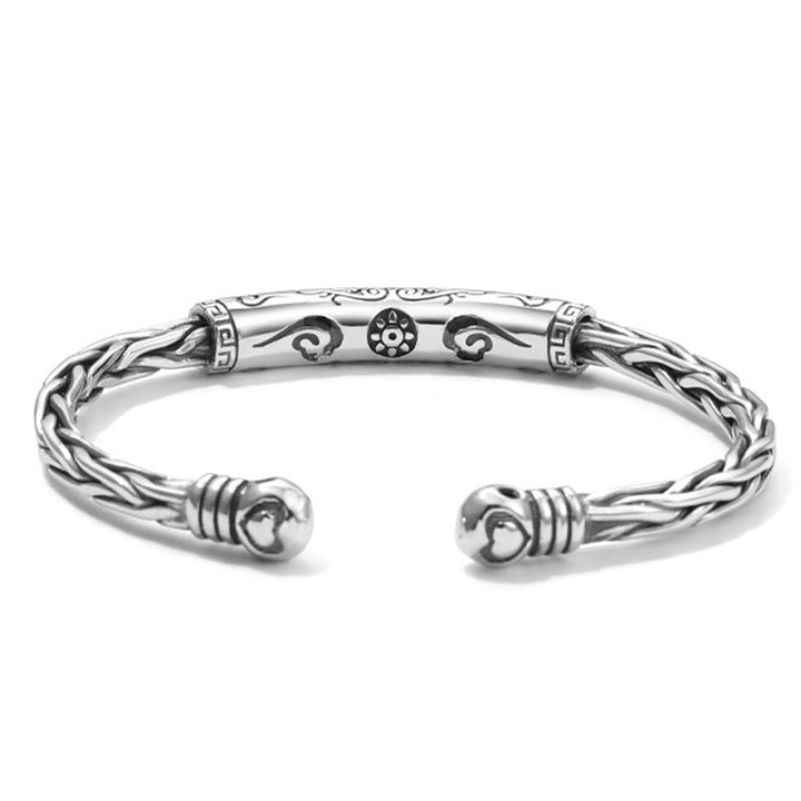 チベットのBuddha Stonesオム・オーム・マニ・パドメ・フム彫刻入り フォーカス カフ ブレスレット バングル