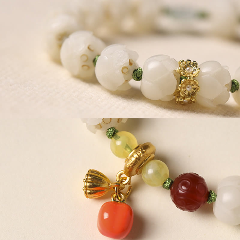 Buddha Stones天然菩提樹の種子蓮かぼちゃビーズ平和ハーモニーブレスレット