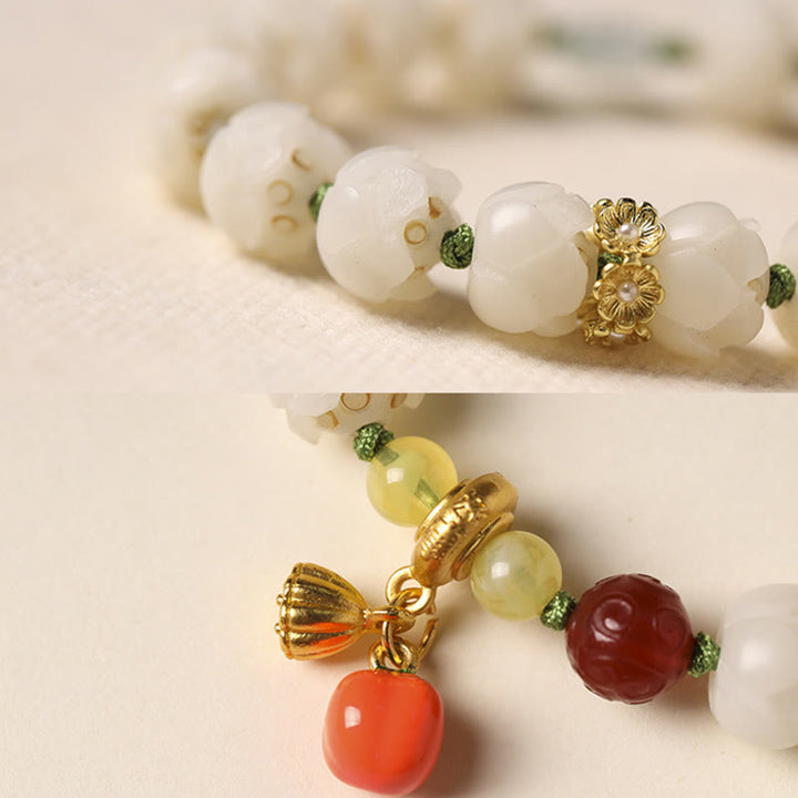 Buddha Stones天然菩提樹の種子蓮かぼちゃビーズ平和ハーモニーブレスレット
