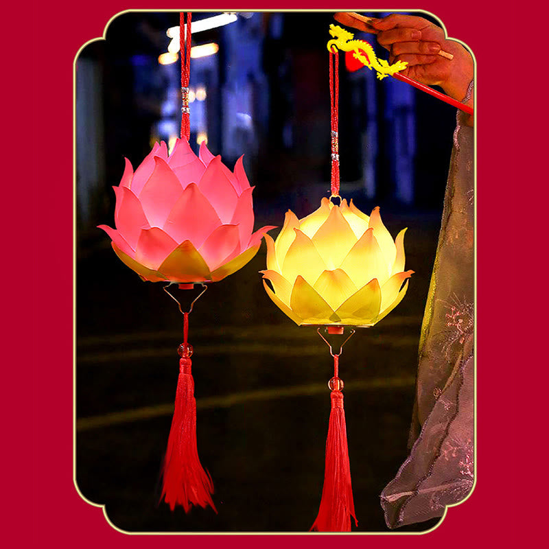 Buddha StonesDIY蓮の花ドラゴンランタンタッセルランプ装飾