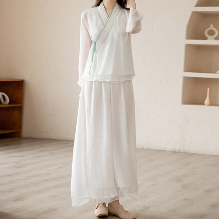 Buddha Stonesレトロ 祈り 禅 スピリチュアル 瞑想 練習 シフォン 服 レディース セット