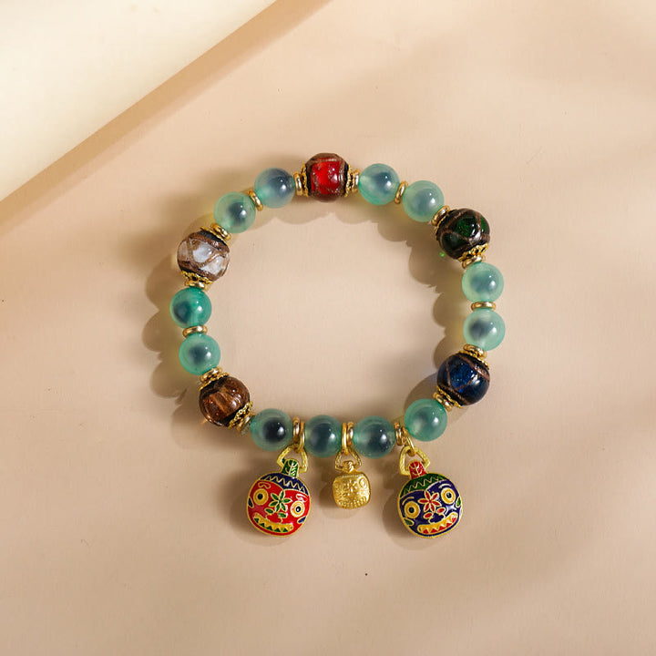 Buddha Stonesカラフル キャンディ瑪瑙 金 呑み込み獣 家族 柳 ガラス ビーズ 強さ ブレスレット
