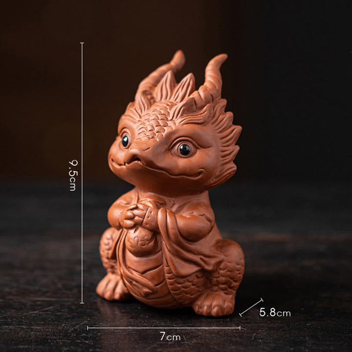 Buddha Stones幸運 龍 富 茶 ペット 紫 粘土 置物 装飾