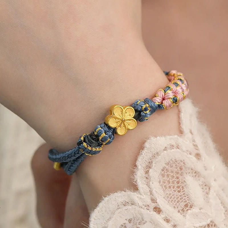 桃の花模様の富の紐ブレスレット