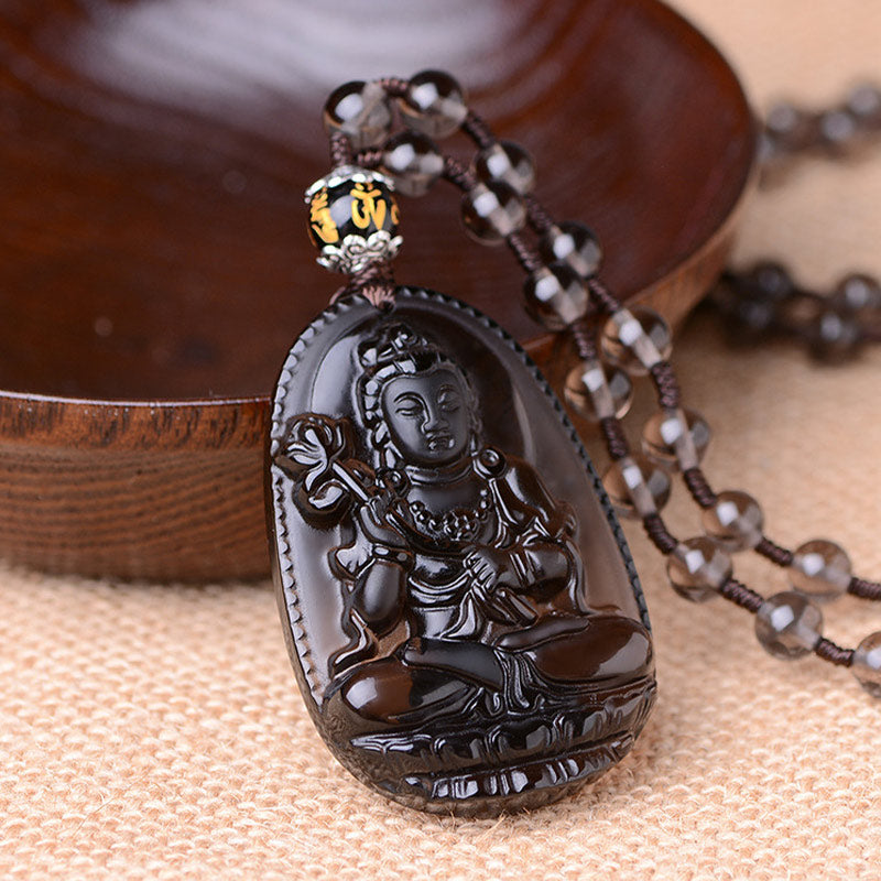 Buddha Stones、十二支、黒曜石のお守りネックレス
