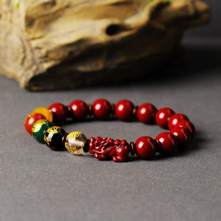 Buddha Stones富の神 辰砂 貔貅 祝福ブレスレット